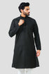 Veshbhoshaa Bluesaanchi Men'S Black Magic Slub Kurta Set